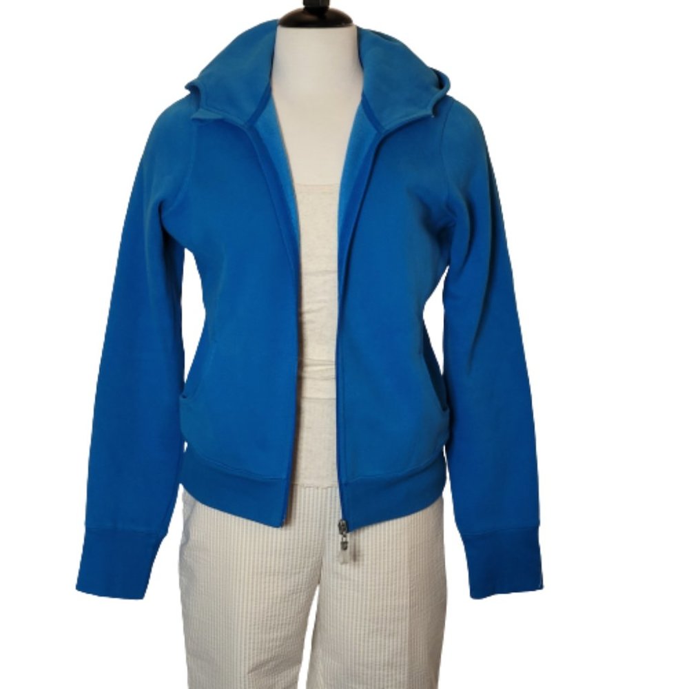 Zella Ladies Bright Azure Blue Fleece Hoody Size L Pockets - Picture 3 of 11